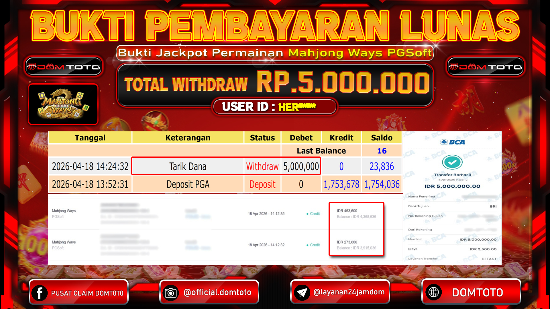 JACKPOT SLOT  Mahjong Ways PGSoft 18 APRIL 2026